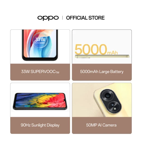 OPPO A38 Smartphone | 6GB RAM + 128GB ROM | 33W SUPERVOOC | 5000mAh Large Battery