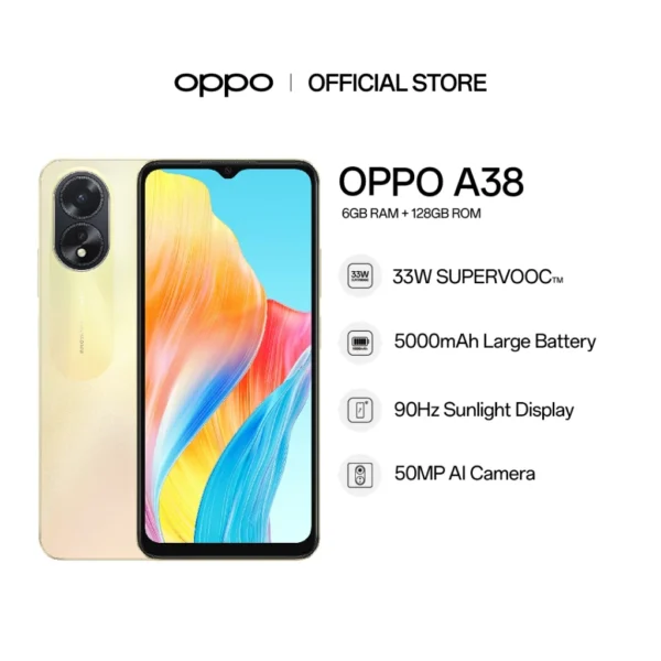 OPPO A38 Smartphone | 6GB RAM + 128GB ROM | 33W SUPERVOOC | 5000mAh Large Battery