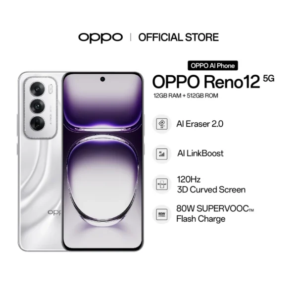 OPPO Reno12 5G | 12GB RAM + 512GB ROM | AI Portrait Expert | 80W SUPERVOOC Flash Charge with 5000mAh