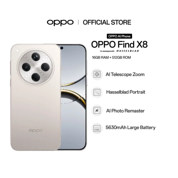 OPPO Find X8 Smartphone | 16+512 | MTK 9400 | Hasselblad Portrait | Al Telescope Zoom | Lightning Snap