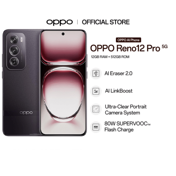 OPPO Reno12 Pro 5G | 12GB RAM + 512GB ROM | AI Eraser 2.0 | AI LinkBoost | Ultra- Clear Portrait Camera