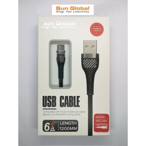 SUN GLOBAL (SGC260) FAST CHARGING CABLE 6A - IP USB (1.2M)